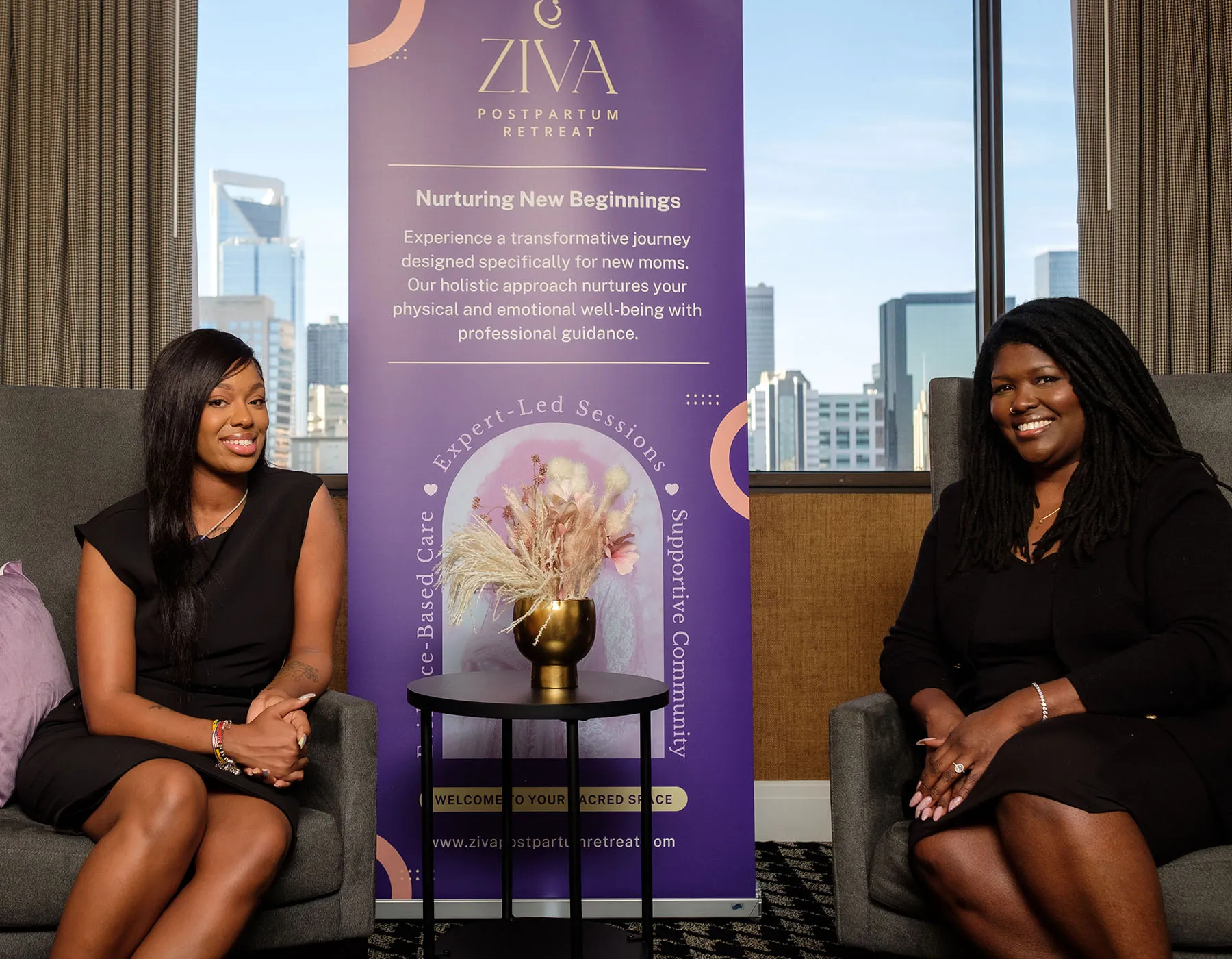 Selena Williams and Lauren Hall, co-founders of Ziva Postpartum Retreat, at the retreat’s grand opening.