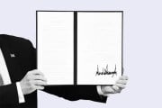 photo illustration of trump holding an Executive Order.