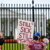 Washington DC, USA- September 19: Protestors march outside the White House to call attention to those suffering from Myalgic Encephalomyelitis and âlong Covidâ on September 19th, 2022 in Washington, DC. (Photo by Nathan Posner/Anadolu Agency via Getty Images)