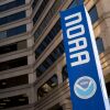 A sign outside the National Oceanic and Atmospheric Administration headquarters in Silver Spring, Maryland, says "NOAA." 