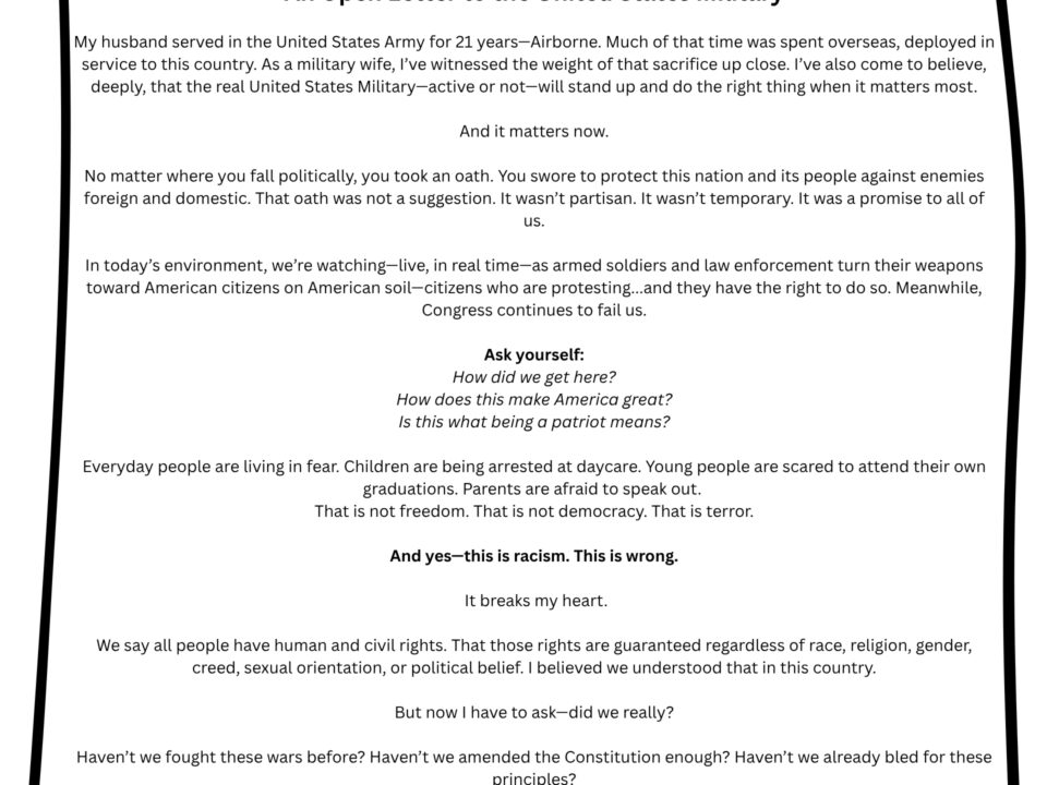 Open Letter to the U.S. Military: Remember Your Oath to Protect