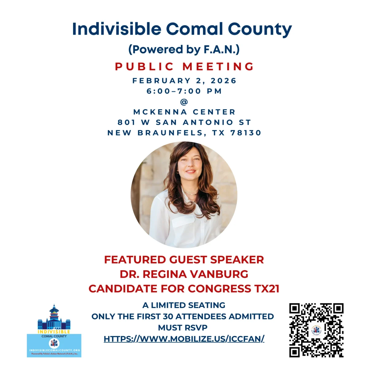 Indivisible Comal County with Dr. Regina Vanburg | TX21 Candidate