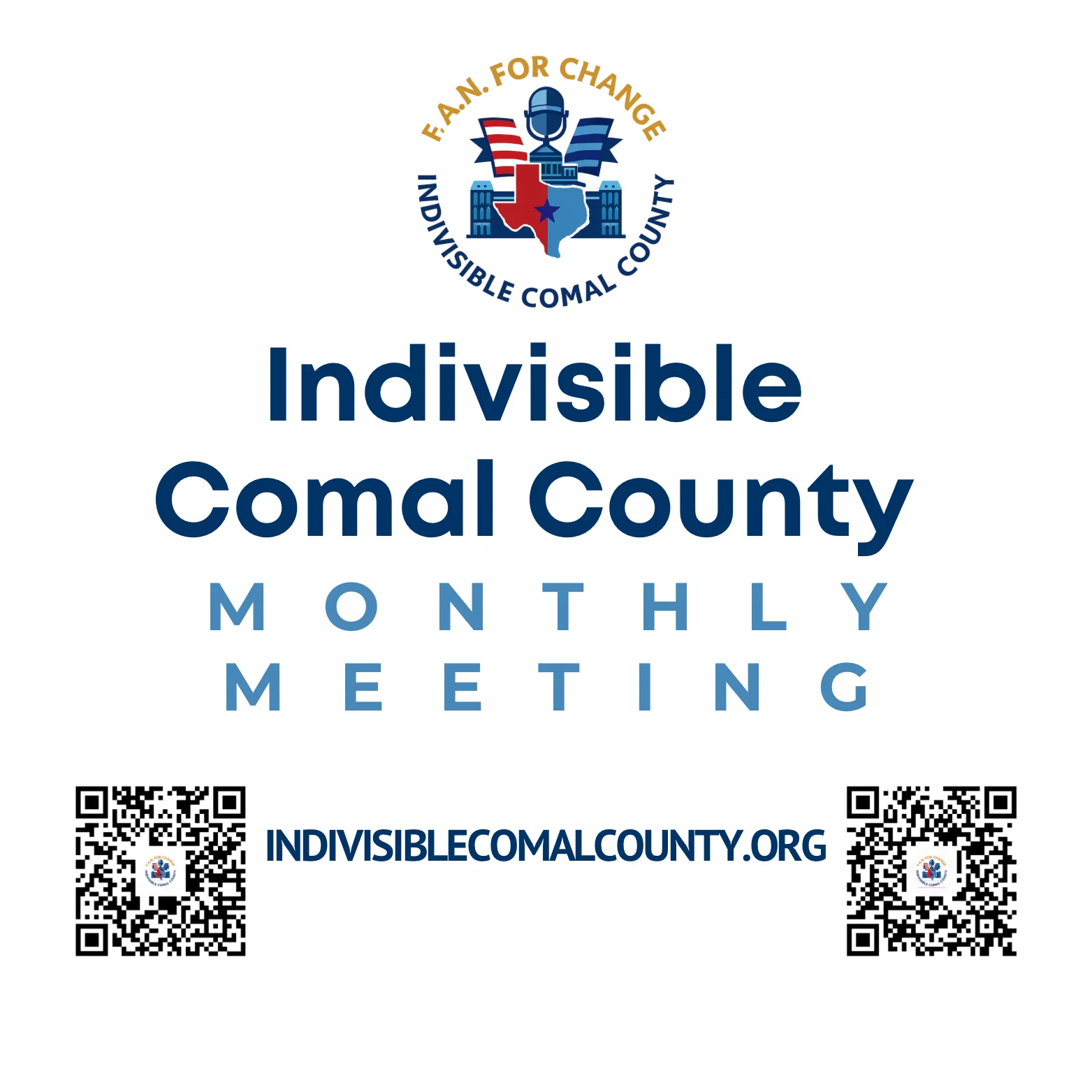 Indivisible Comal County – First Public Monthly Meeting