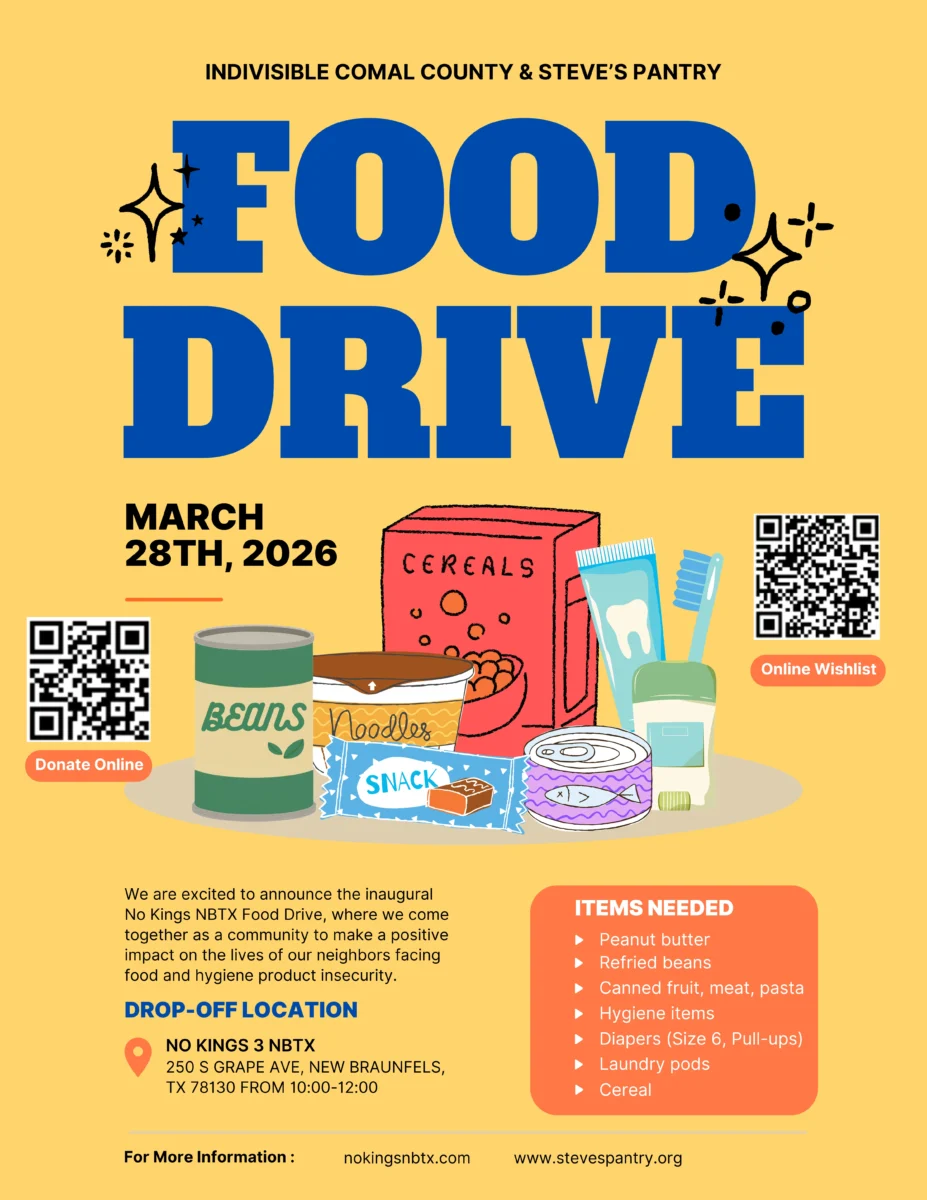 No Kings 3 NBTX Community Food Drive