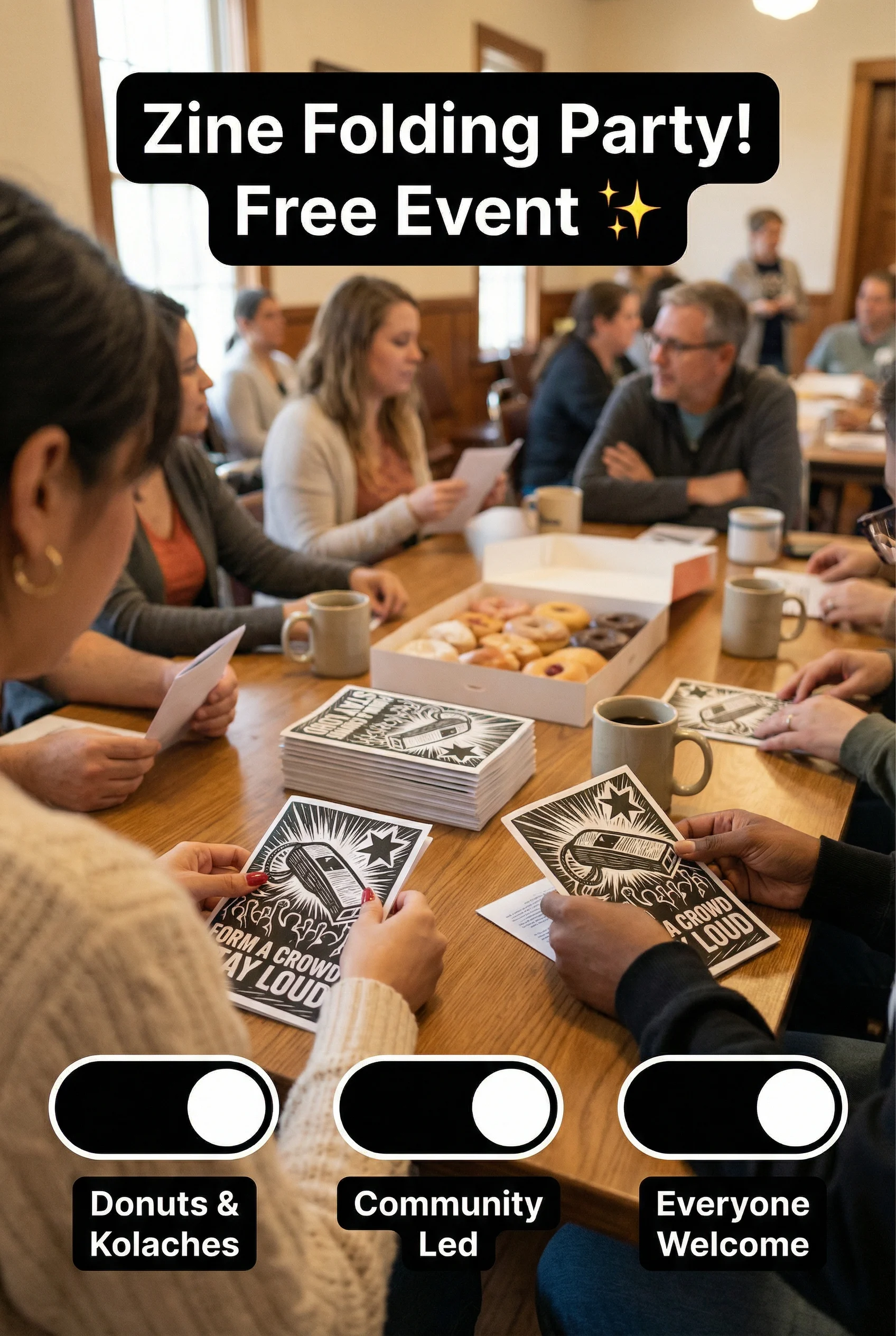 Donuts & Zine Folding Party | NBTX Outreach Event